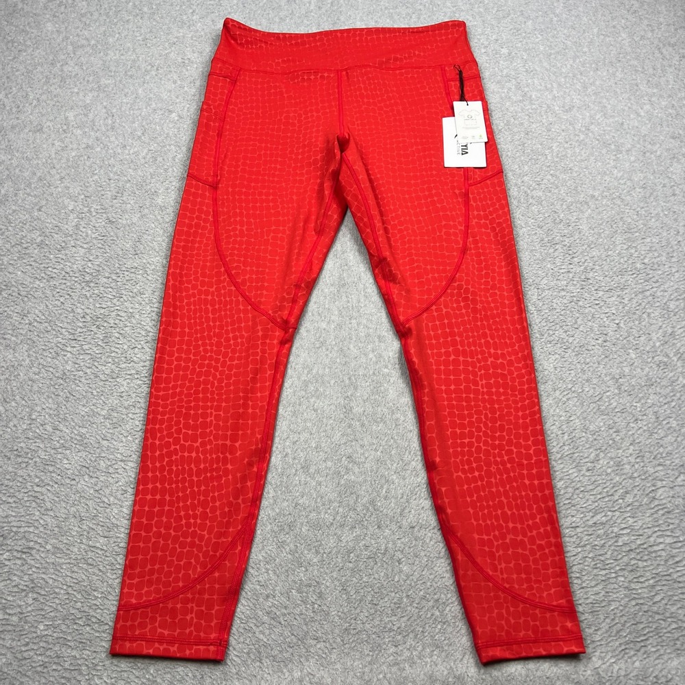 NEW ZYIA Active Light n Tight Leggings Womens 16-18 Red Scales Pocket Hi-Rise 28